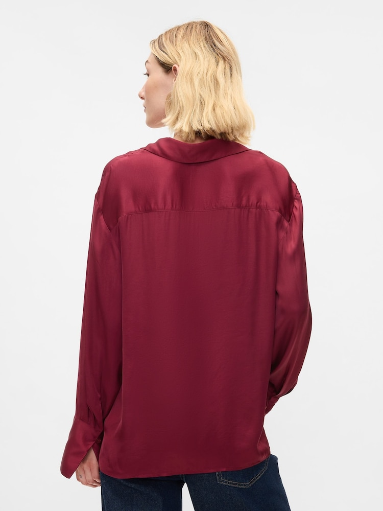 Gap Red Satin Perfect Shirt - Image 2 of 5