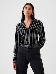 Gap Black Satin Perfect Shirt - Image 1 of 5