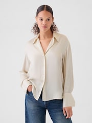 Gap Beige Satin Perfect Shirt - Image 1 of 5