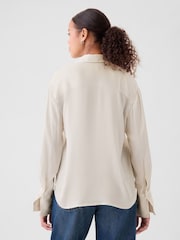 Gap Beige Satin Perfect Shirt - Image 2 of 5