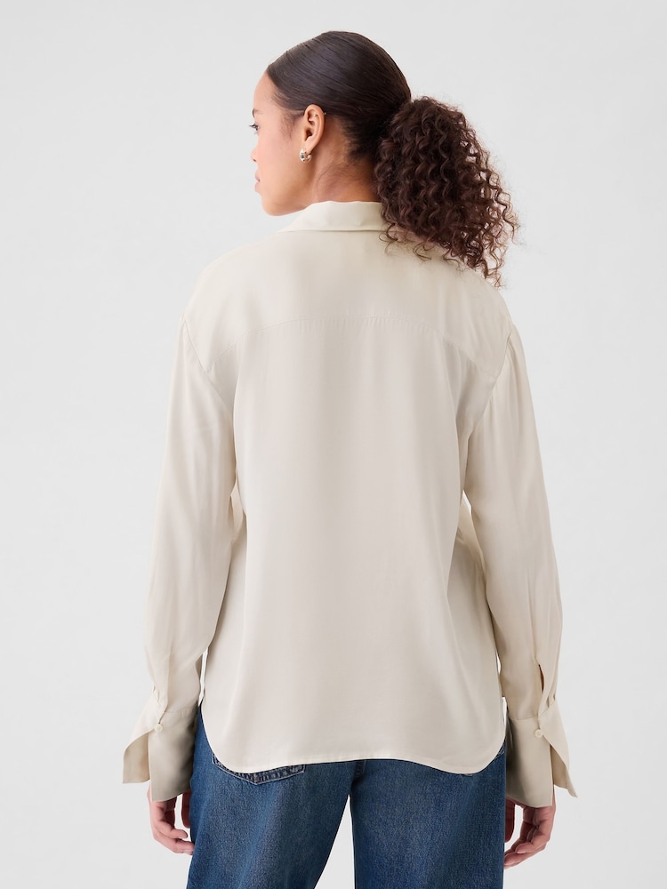 Gap Beige Satin Perfect Shirt - Image 2 of 5