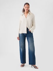 Gap Beige Satin Perfect Shirt - Image 3 of 5