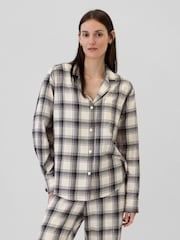 Gap Cream Matching Family Christmas Relaxed Flannel Pyjama Shirt - Image 1 of 4