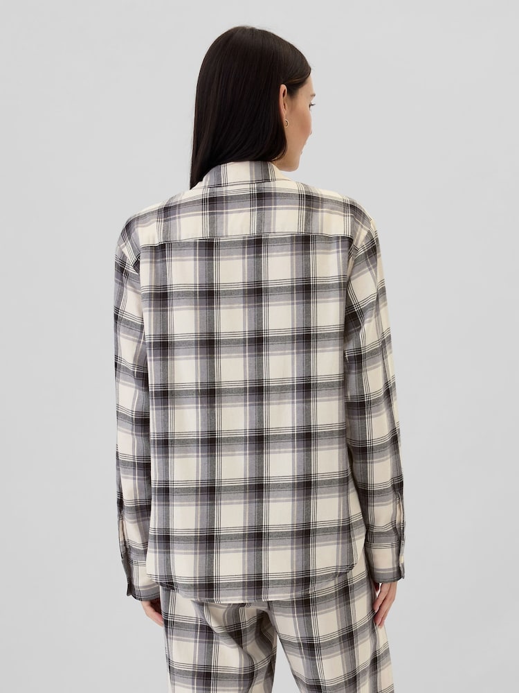 Gap Cream Matching Family Christmas Relaxed Flannel Pyjama Shirt - Image 2 of 4