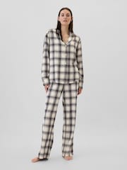 Gap Cream Matching Family Christmas Relaxed Flannel Pyjama Shirt - Image 3 of 4
