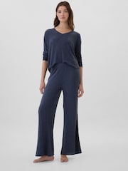 Azul marino - Pantalones de pijama de canalé con diseño holgado y pernera ancha de Gap - Imagen 1 de 4
