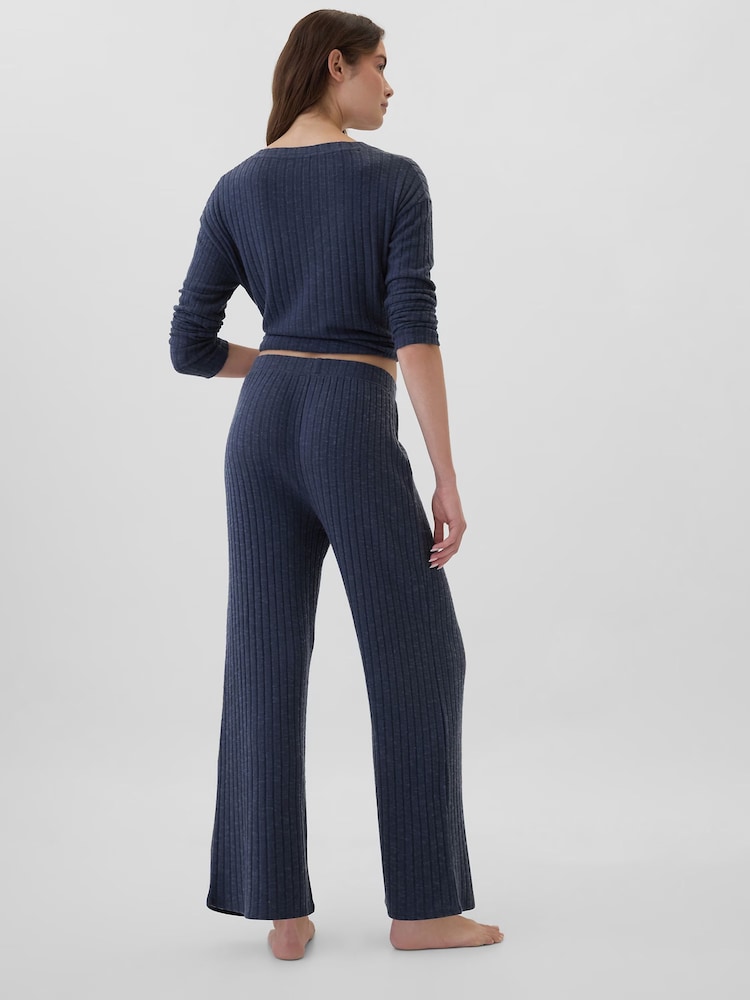 Azul marino - Pantalones de pijama de canalé con diseño holgado y pernera ancha de Gap - Imagen 2 de 4