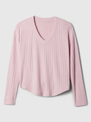 Roze - Gap relaxed geribde pyjamatop met V-hals - Image 4 of 4