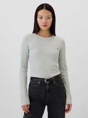 Gap Grey Long Sleeve Crew Neck Waffle Knit T-Shirt - Image 1 of 5