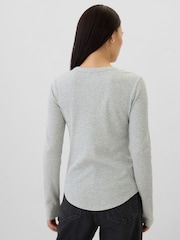 Gap Grey Long Sleeve Crew Neck Waffle Knit T-Shirt - Image 2 of 5