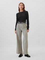 Gap Black Long Sleeve Crew Neck Waffle Knit T-Shirt - Image 3 of 5