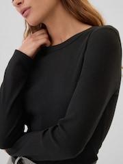 Gap Black Long Sleeve Crew Neck Waffle Knit T-Shirt - Image 4 of 5