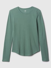 Gap Green Long Sleeve Crew Neck Waffle Knit T-Shirt - Image 5 of 5