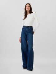 Gap White Long Sleeve Crew Neck Waffle Knit T-Shirt - Image 3 of 5