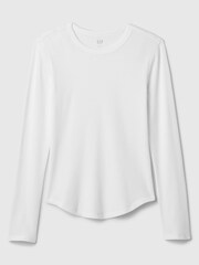Gap White Long Sleeve Crew Neck Waffle Knit T-Shirt - Image 5 of 5