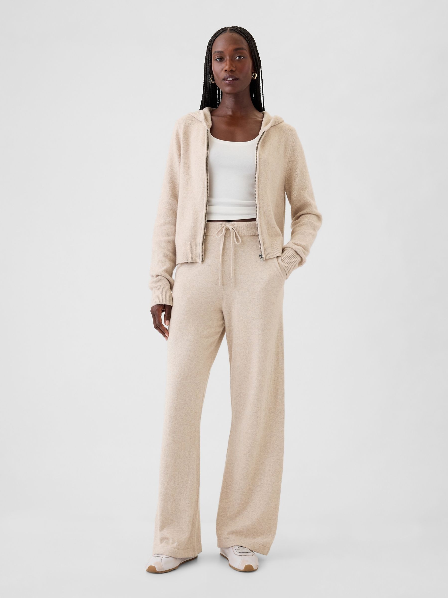 Buy Gap Beige CashSoft Zip Through Knitted Hoodie from the