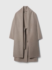 Gap Cool Brown Belted Double-Faced Wool Wrap Scarf Coat - Image 5 of 5