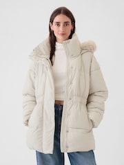Gap Off White Oversized Puffer Coat - Image 1 of 6