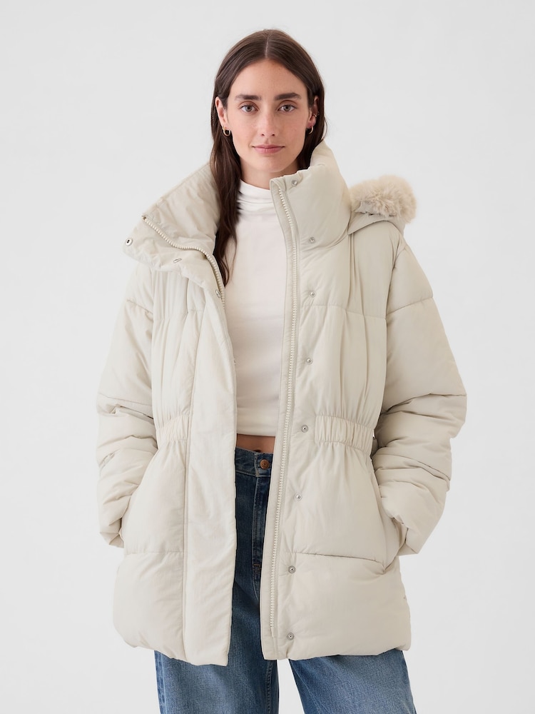 Gap Off White Oversized Puffer Coat - Image 1 of 6