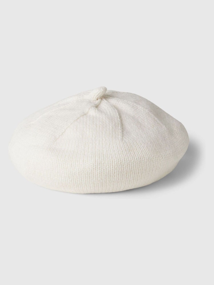 Gap White Adults Cotton Knit Beret - Image 1 of 3