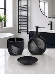 Showerdrape 3 Piece Black Ripple Textured Bathroom Accessory Set - Image 1 of 7