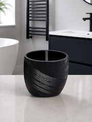 Showerdrape 3 Piece Black Ripple Textured Bathroom Accessory Set - Image 2 of 7