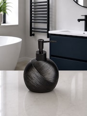 Showerdrape 3 Piece Black Ripple Textured Bathroom Accessory Set - Image 3 of 7