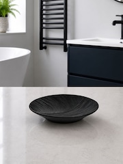 Showerdrape 3 Piece Black Ripple Textured Bathroom Accessory Set - Image 4 of 7