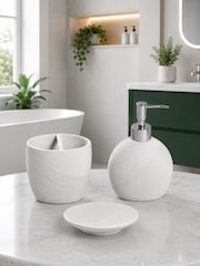 Showerdrape 3 Piece White Ripple Textured Bathroom Accessory Set - Image 1 of 4