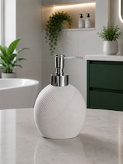 Showerdrape 3 Piece White Ripple Textured Bathroom Accessory Set - Image 2 of 4