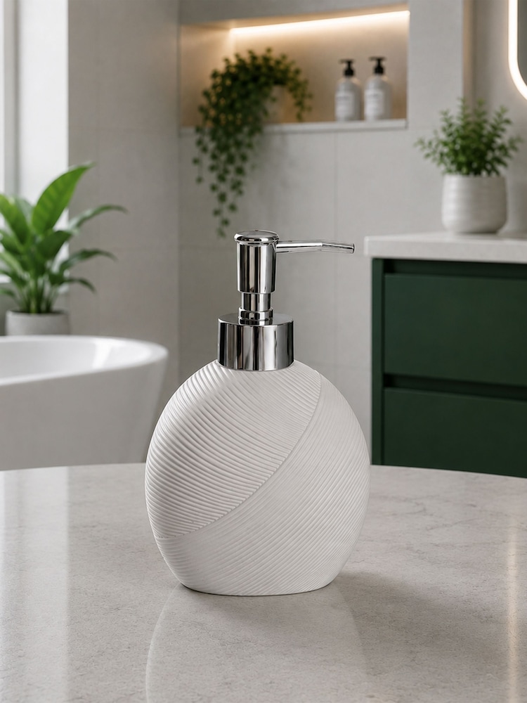 Showerdrape 3 Piece White Ripple Textured Bathroom Accessory Set - Image 2 of 4 Showerdrape 3 Piece White Ripple Textured Bathroom Accessory Set - Image 2 of 4