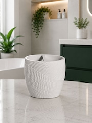 Showerdrape 3 Piece White Ripple Textured Bathroom Accessory Set - Image 3 of 4
