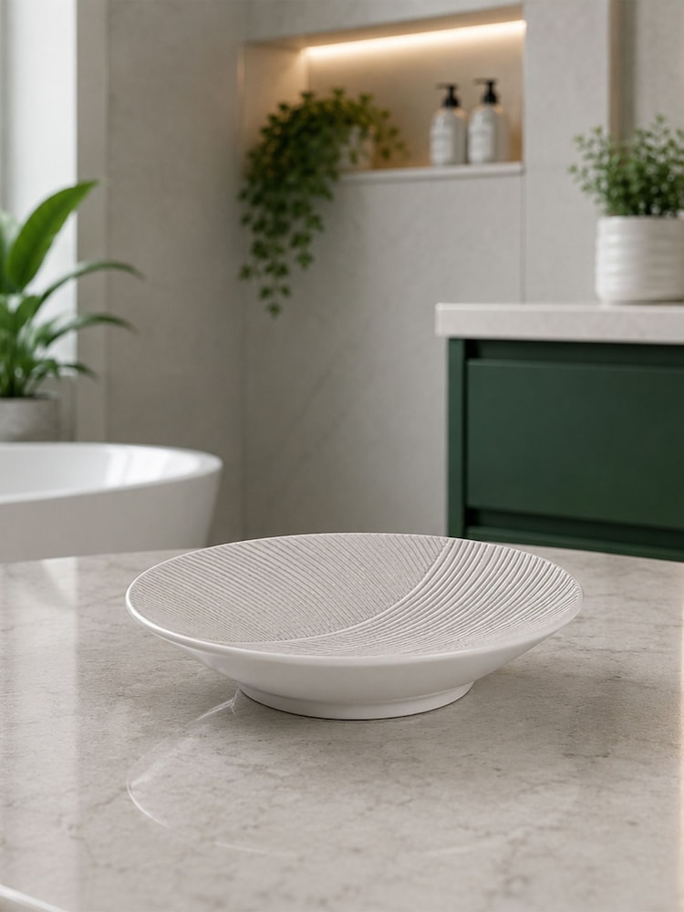 Showerdrape 3 Piece White Ripple Textured Bathroom Accessory Set - Image 4 of 4 Showerdrape 3 Piece White Ripple Textured Bathroom Accessory Set - Image 4 of 4