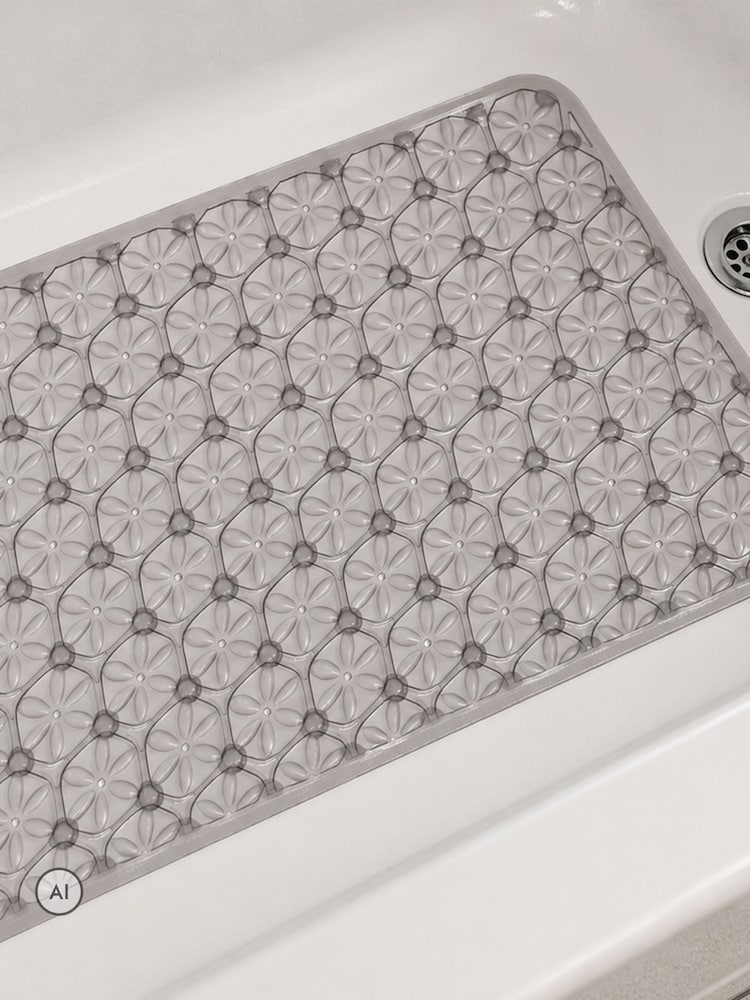 Showerdrape Grey Laguna Anti Slip PVC Bath Mat - Image 2 of 6