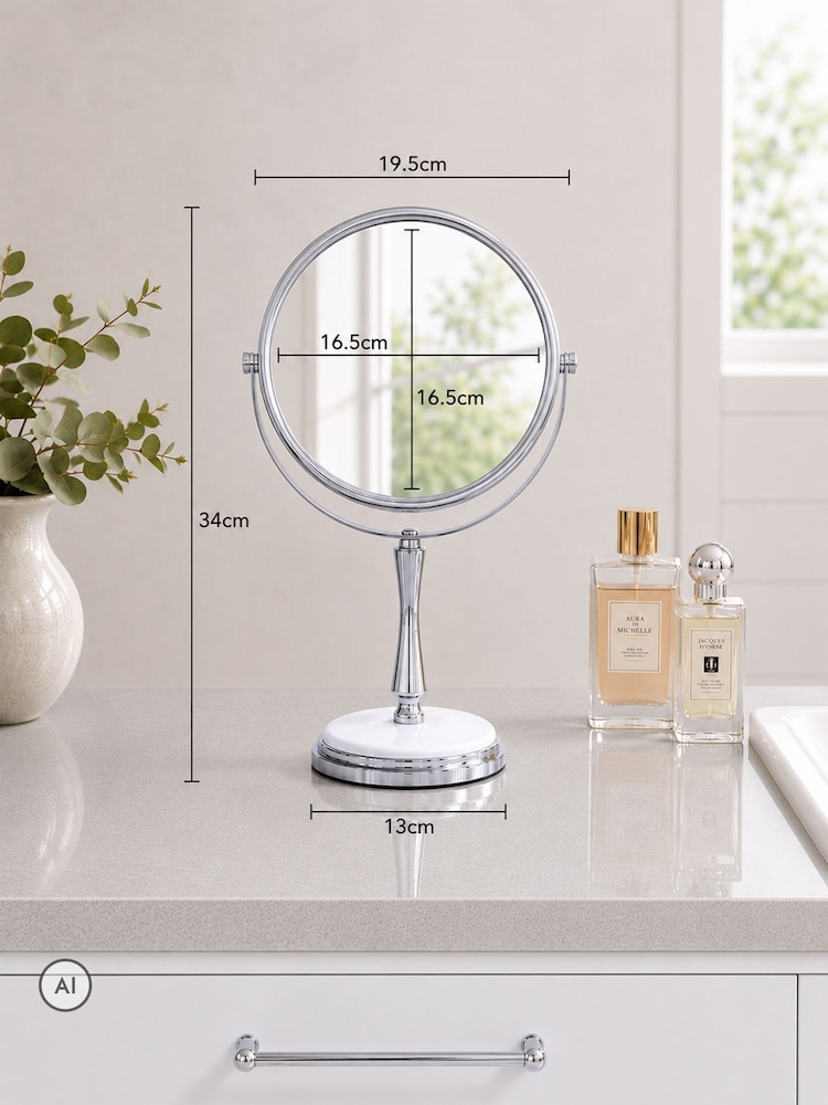 Showerdrape White Opera 3x Magnifying Oval Vanity Mirror - Image 4 of 4 Showerdrape White Opera 3x Magnifying Oval Vanity Mirror - Image 4 of 4