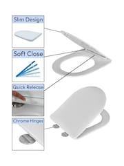 Showerdrape White Petra D Shaped Ultra Slim Soft Close Quick Release Adjustable Toilet Seat - Image 5 of 6