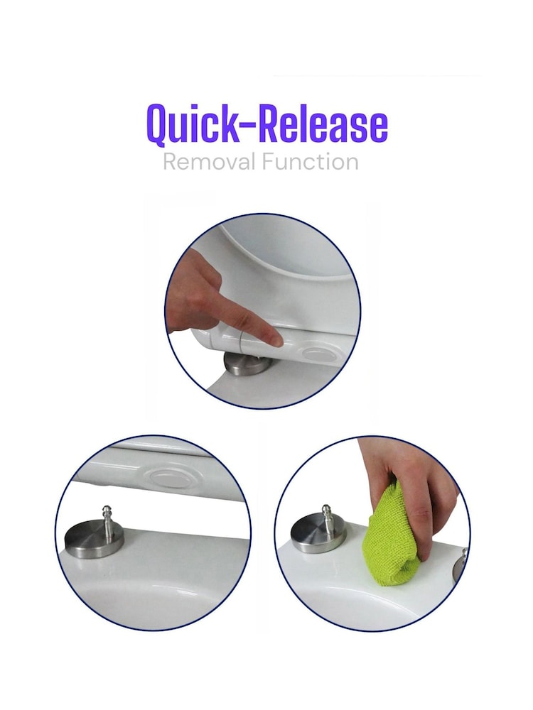 Showerdrape White Petra D Shaped Ultra Slim Soft Close Quick Release Adjustable Toilet Seat - Image 6 of 6 Showerdrape White Petra D Shaped Ultra Slim Soft Close Quick Release Adjustable Toilet Seat - Image 6 of 6