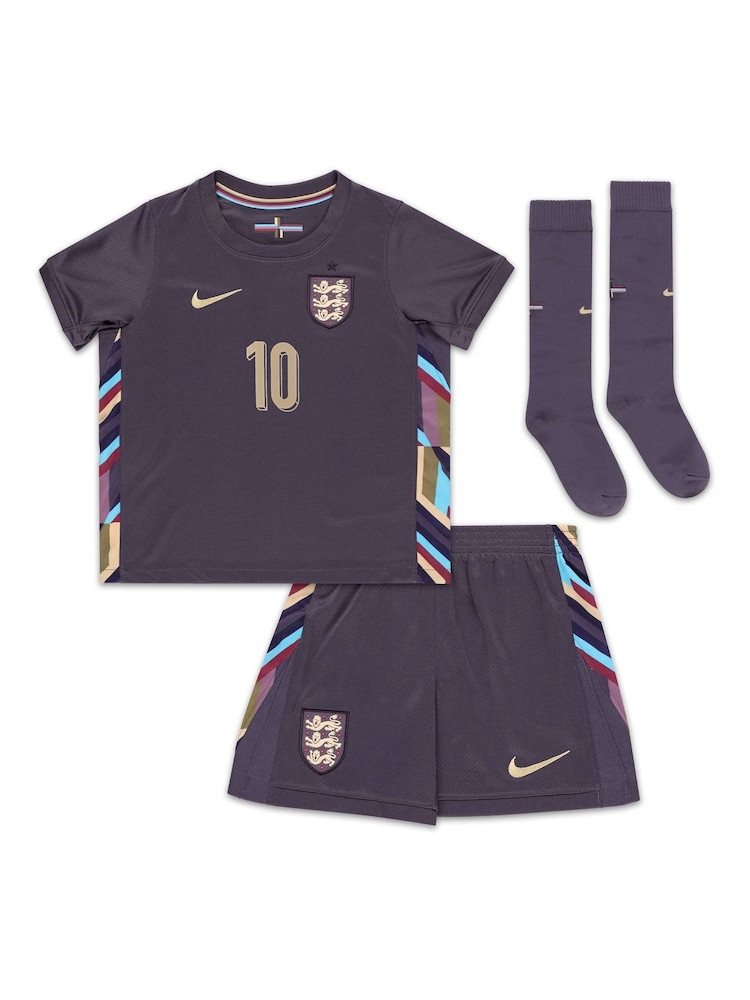 Nike Purple Bellingham 10 Dri-FIT England Away Little Kids 3 Piece Football Kit - Image 3 of 3