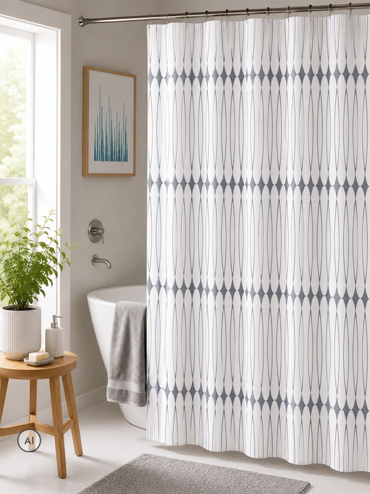 Showerdrape White Linea Shower Curtain - Image 1 of 4