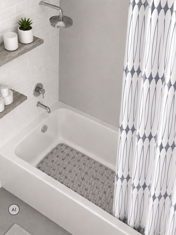 Showerdrape White Linea Shower Curtain - Image 2 of 4
