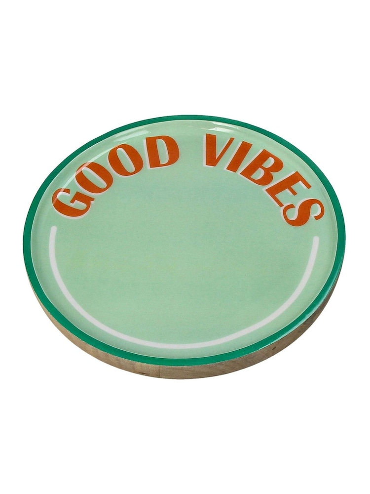 Kersten White Good Vibes Mango Wood Plate - Image 1 of 2