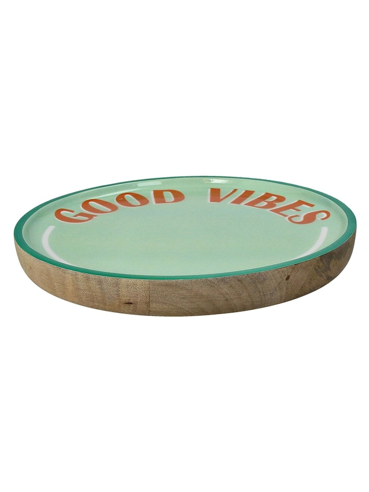 Kersten White Good Vibes Mango Wood Plate - Image 2 of 2