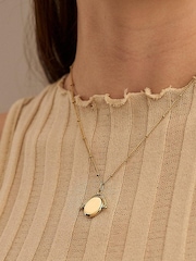 Orelia Luxe Gold Tone Waterproof Luxe Faceted Disc Spinner Necklace - Image 2 of 2