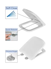Showerdrape White Malaga Square Soft Close Quick Release Adjustable Toilet Seat - Image 5 of 6