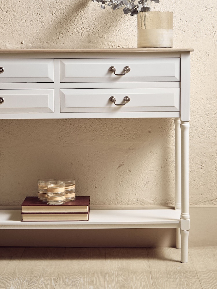 Interiors by Premier White Heritage 4 Drawer White Console Table - Image 2 of 4