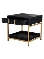 Interiors by Premier Black Gold Kensington Townhouse Hair On Leather Bedside Table - Image 2 of 4