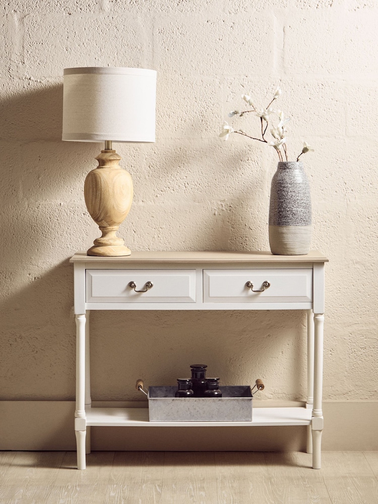 Interiors by Premier White Heritage 2 Drawers White Rectangular Console Table - Image 1 of 4 Interiors by Premier White Heritage 2 Drawers White Rectangular Console Table - Image 1 of 4