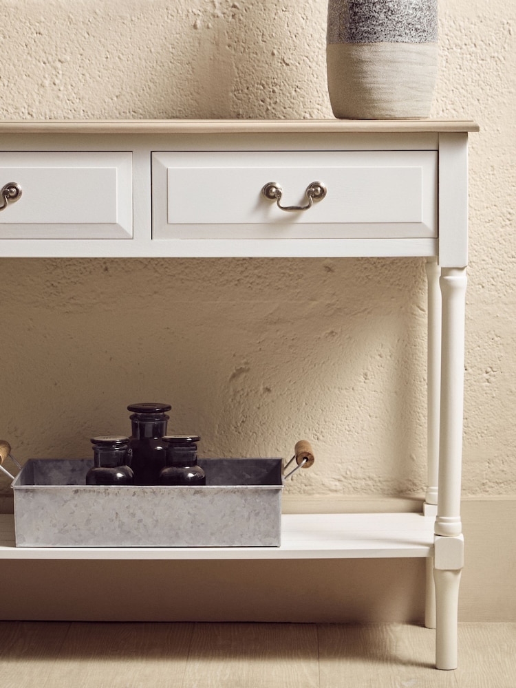 Interiors by Premier White Heritage 2 Drawers White Rectangular Console Table - Image 2 of 4 Interiors by Premier White Heritage 2 Drawers White Rectangular Console Table - Image 2 of 4