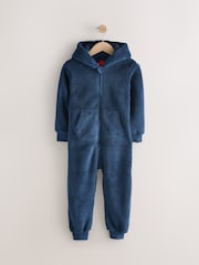 Navy All-In-One Fleece Pyjamas (3-16yrs) - Image 1 of 1
