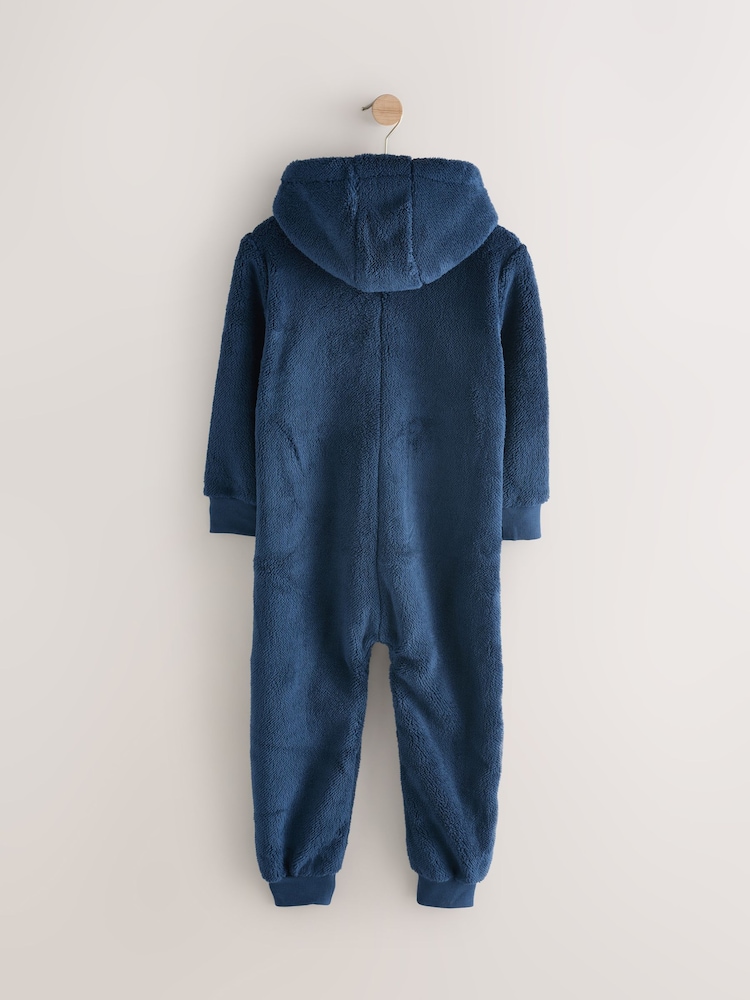 Navy All-In-One Fleece Pyjamas (3-16yrs) - Image 2 of 4